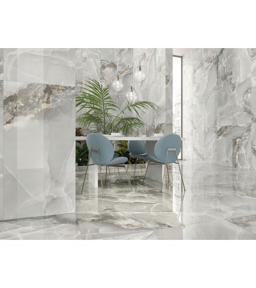 Tile sun & wall AGATE GRAY 60X120 cm polished marble aspect